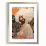 Maximalist Wall Art - Ethereal Portrait with Bold White Hair and Warm Hues
