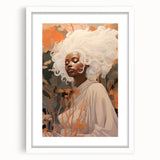 Maximalist Wall Art - Ethereal Portrait with Bold White Hair and Warm Hues