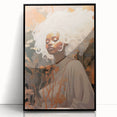 Maximalist Wall Art - Ethereal Portrait with Bold White Hair and Warm Hues