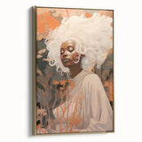 Maximalist Wall Art - Ethereal Portrait with Bold White Hair and Warm Hues