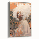 Maximalist Wall Art - Ethereal Portrait with Bold White Hair and Warm Hues