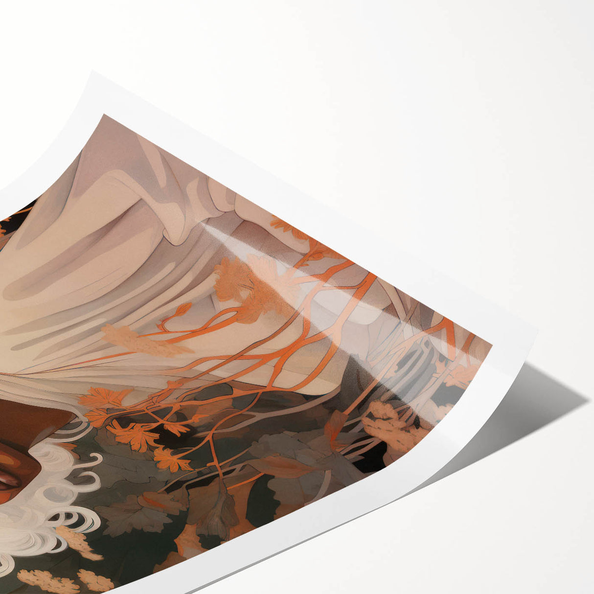 Maximalist Wall Art - Ethereal Portrait with Bold White Hair and Warm Hues