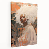 Maximalist Wall Art - Ethereal Portrait with Bold White Hair and Warm Hues