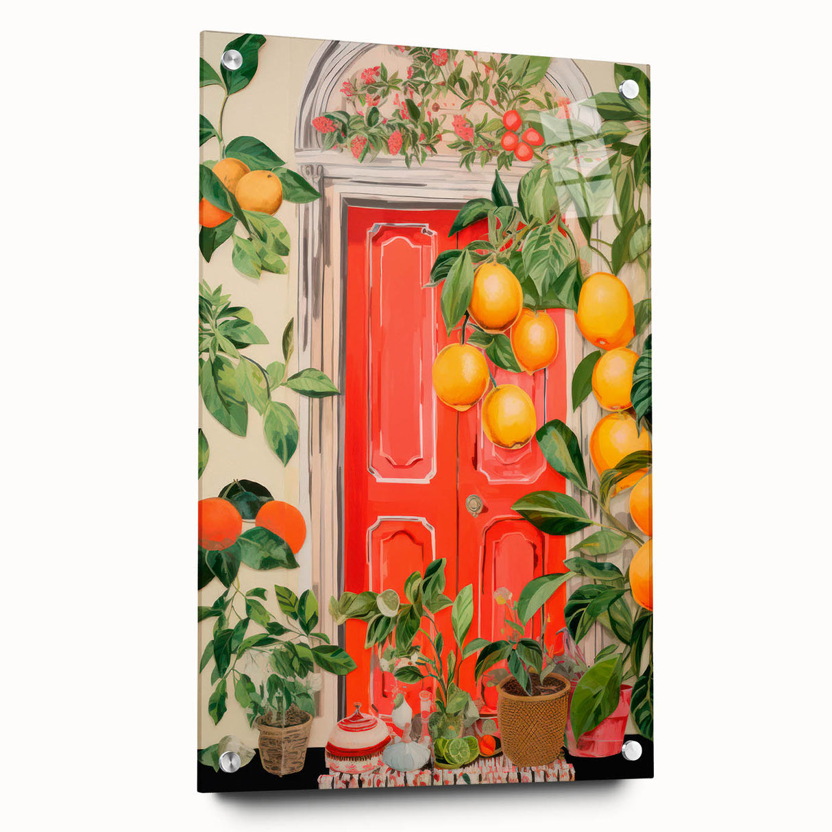 Maximalist Wall Art – Eclectic Doorway with Citrus Decor for Bold Style