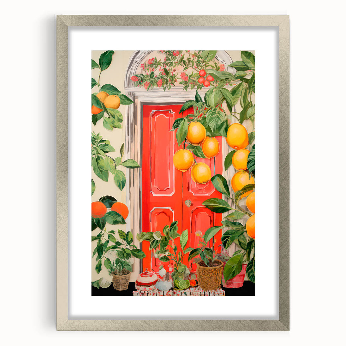 Maximalist Wall Art – Eclectic Doorway with Citrus Decor for Bold Style
