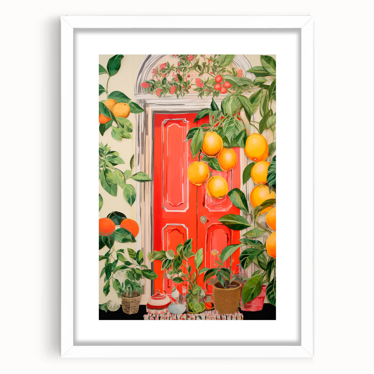 Maximalist Wall Art – Eclectic Doorway with Citrus Decor for Bold Style