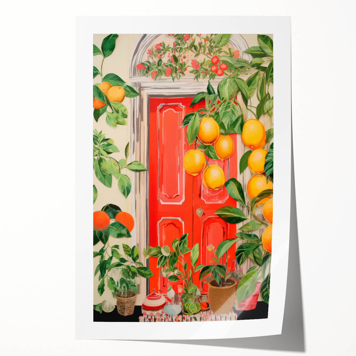 Maximalist Wall Art – Eclectic Doorway with Citrus Decor for Bold Style