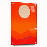 Maximalist Wall Art - Bold Sun and Mountain Abstract for Vibrant Decor