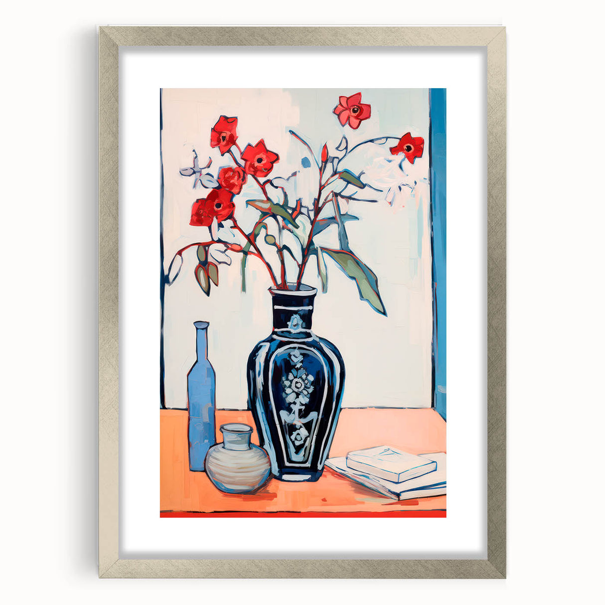 Maximalist Wall Art – Eclectic Floral Still Life with Bold Colors
