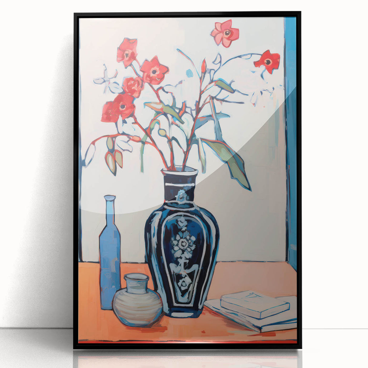 Maximalist Wall Art – Eclectic Floral Still Life with Bold Colors