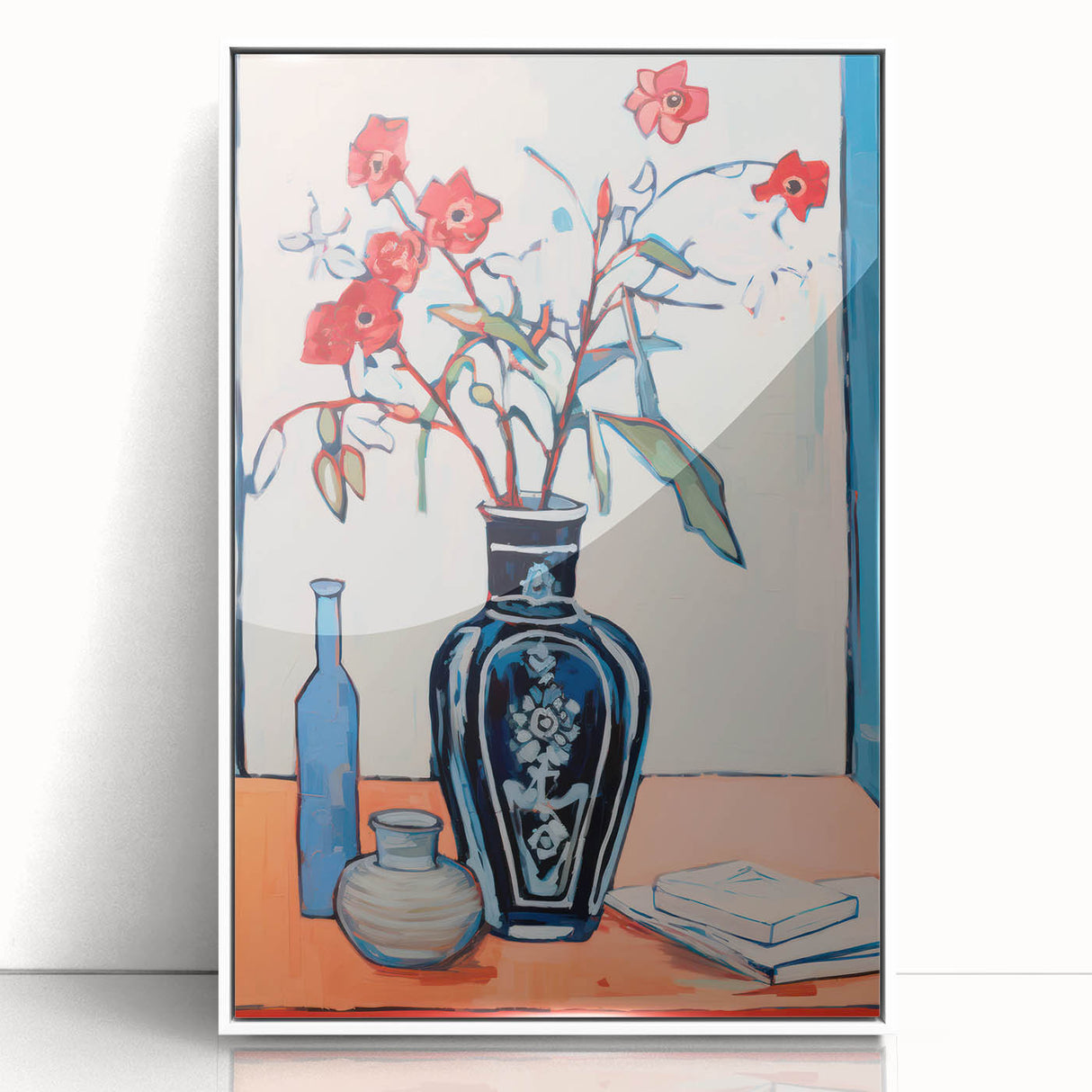Maximalist Wall Art – Eclectic Floral Still Life with Bold Colors