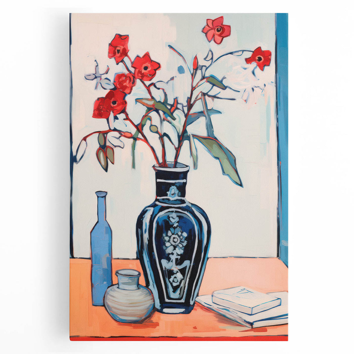 Maximalist Wall Art – Eclectic Floral Still Life with Bold Colors