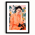 Maximalist Wall Art – Bold Portrait with Stripes for Eclectic Decor Style