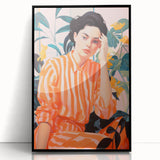 Maximalist Wall Art – Bold Portrait with Stripes for Eclectic Decor Style