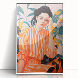 Maximalist Wall Art – Bold Portrait with Stripes for Eclectic Decor Style