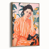 Maximalist Wall Art – Bold Portrait with Stripes for Eclectic Decor Style