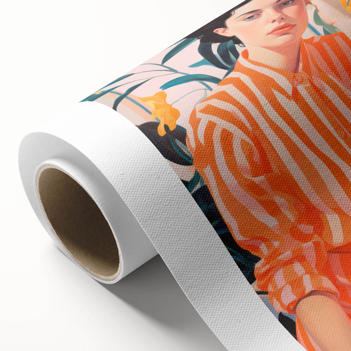 Maximalist Wall Art – Bold Portrait with Stripes for Eclectic Decor Style