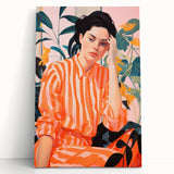 Maximalist Wall Art – Bold Portrait with Stripes for Eclectic Decor Style