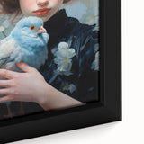 Maximalist Wall Art – Elegant Portrait with Bird for Eclectic Decor Style