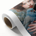 Maximalist Wall Art – Elegant Portrait with Bird for Eclectic Decor Style