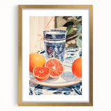 Maximalist Wall Art – Elegant Still Life with Citrus and Blue Decor