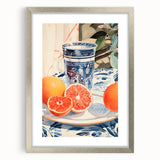 Maximalist Wall Art – Elegant Still Life with Citrus and Blue Decor