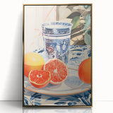 Maximalist Wall Art – Elegant Still Life with Citrus and Blue Decor