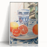 Maximalist Wall Art – Elegant Still Life with Citrus and Blue Decor