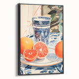 Maximalist Wall Art – Elegant Still Life with Citrus and Blue Decor