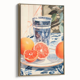 Maximalist Wall Art – Elegant Still Life with Citrus and Blue Decor