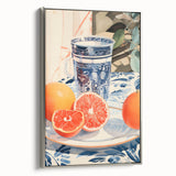 Maximalist Wall Art – Elegant Still Life with Citrus and Blue Decor