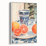 Maximalist Wall Art – Elegant Still Life with Citrus and Blue Decor