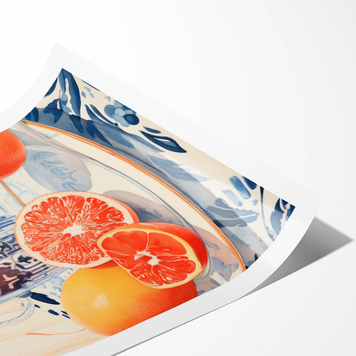 Maximalist Wall Art – Elegant Still Life with Citrus and Blue Decor