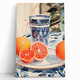 Maximalist Wall Art – Elegant Still Life with Citrus and Blue Decor