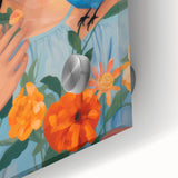 Maximalist Wall Art – Vibrant Portrait with Birds and Flowers for Eclectic Style