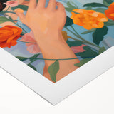 Maximalist Wall Art – Vibrant Portrait with Birds and Flowers for Eclectic Style