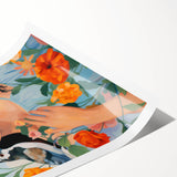 Maximalist Wall Art – Vibrant Portrait with Birds and Flowers for Eclectic Style