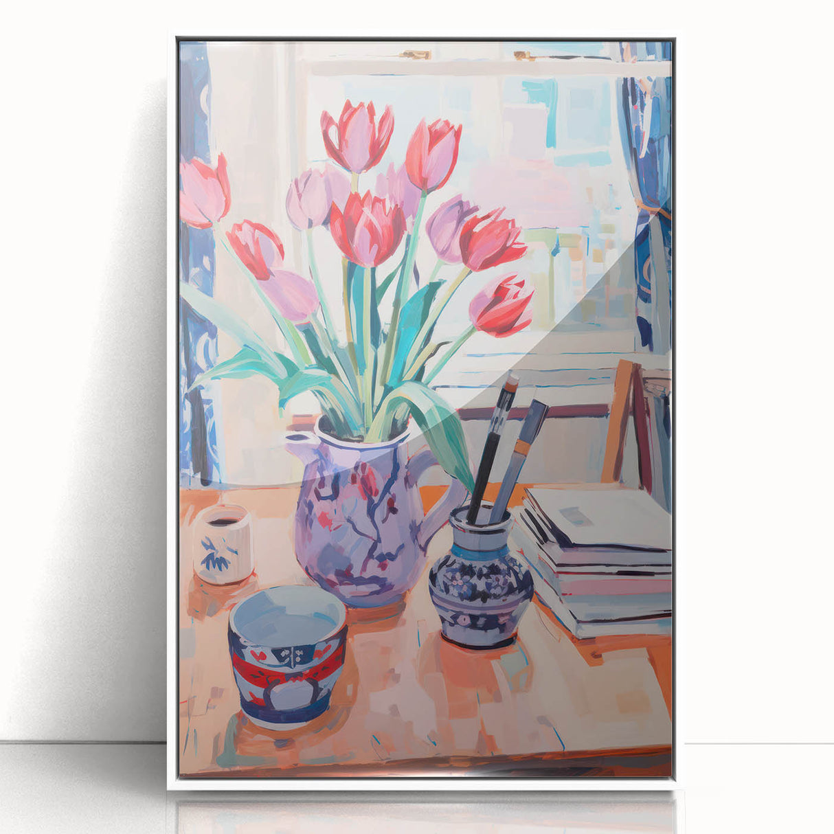 Maximalist Wall Art – Vibrant Still Life with Tulips and Artistic Decor