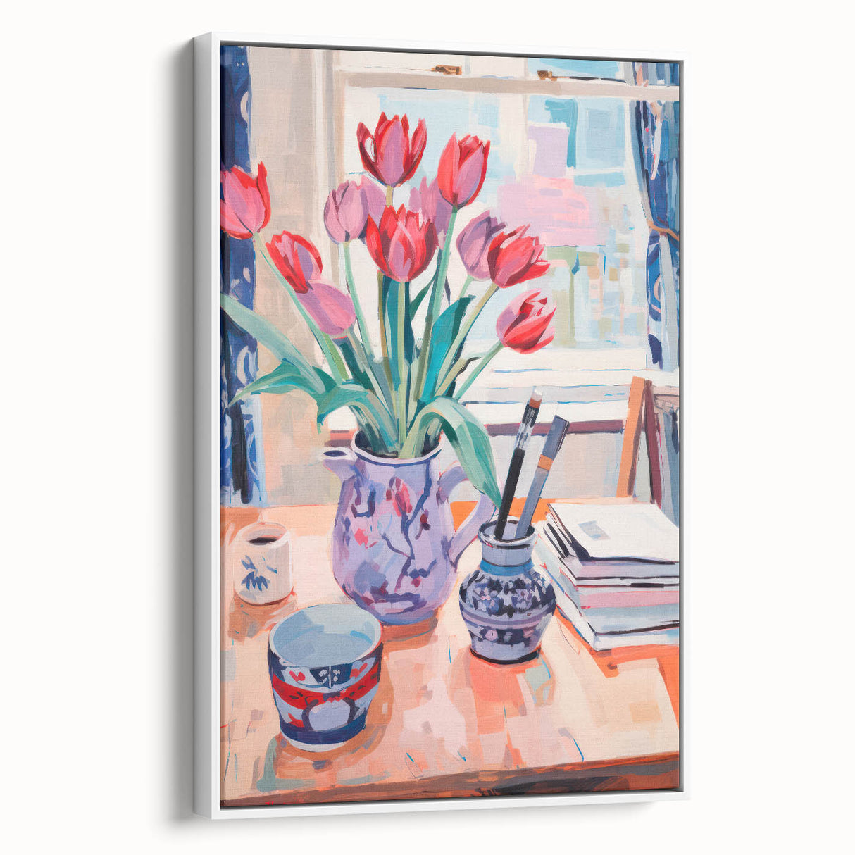 Maximalist Wall Art – Vibrant Still Life with Tulips and Artistic Decor