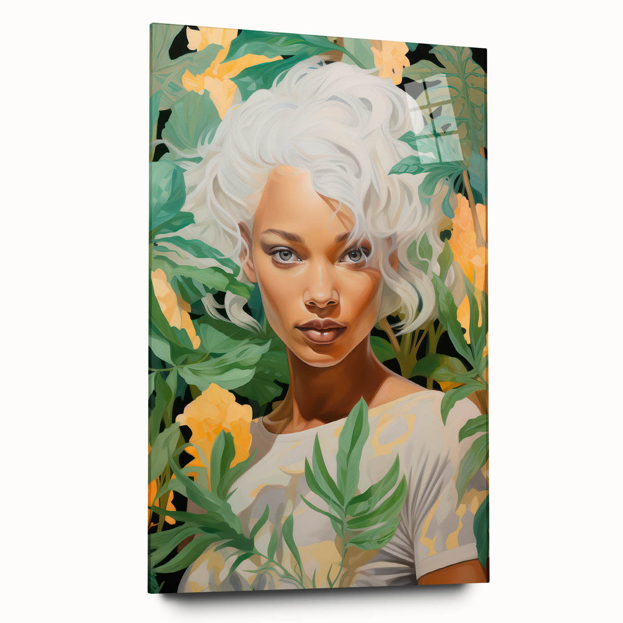 Maximalist Wall Art – Bold Portrait with Lush Botanicals for Home Decor