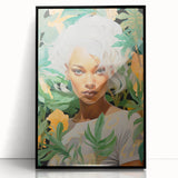 Maximalist Wall Art – Bold Portrait with Lush Botanicals for Home Decor