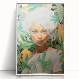 Maximalist Wall Art – Bold Portrait with Lush Botanicals for Home Decor