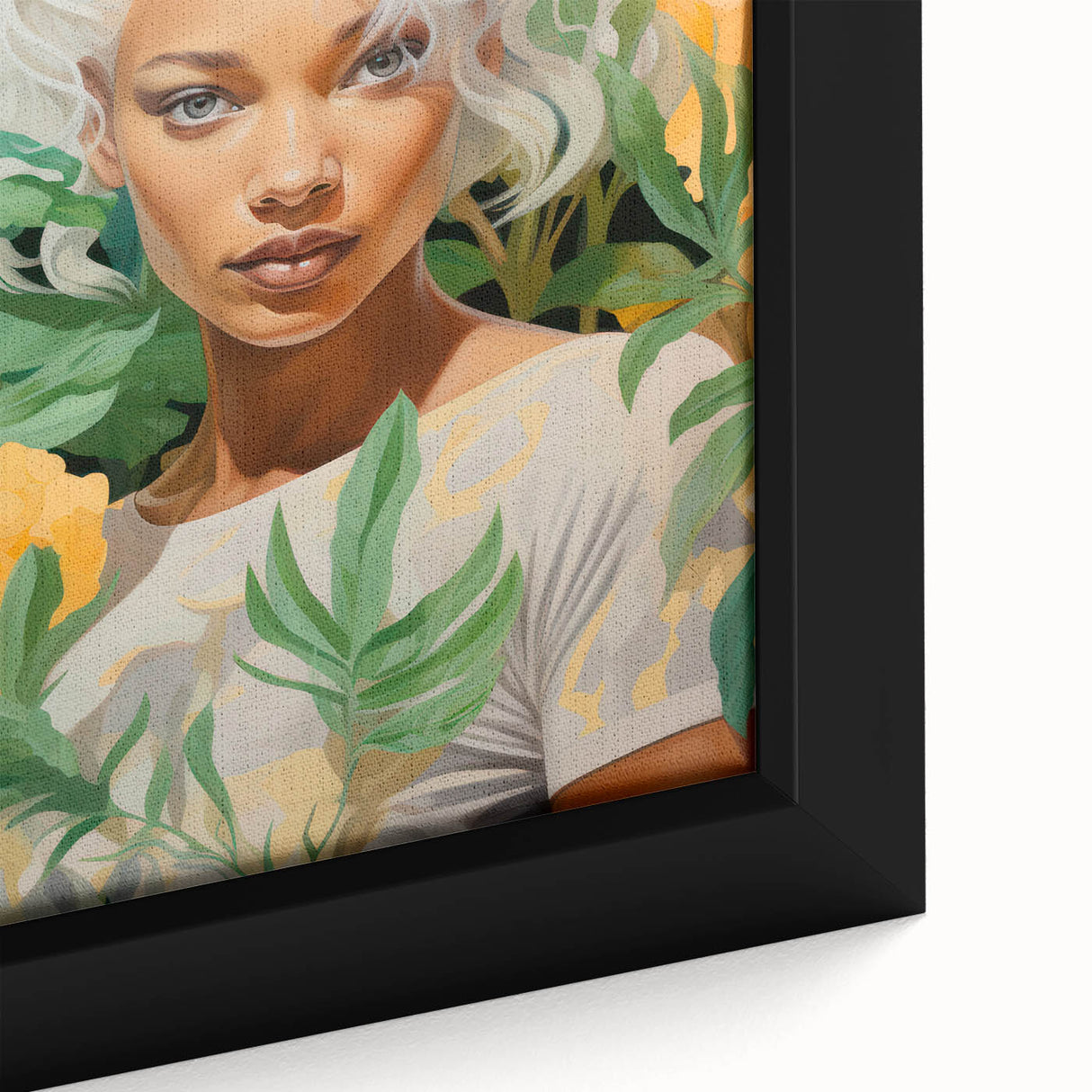 Maximalist Wall Art – Bold Portrait with Lush Botanicals for Home Decor