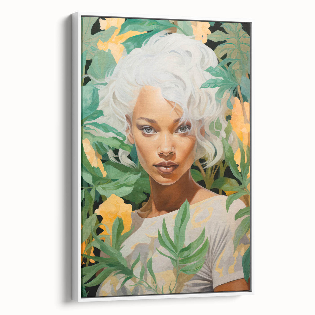 Maximalist Wall Art – Bold Portrait with Lush Botanicals for Home Decor