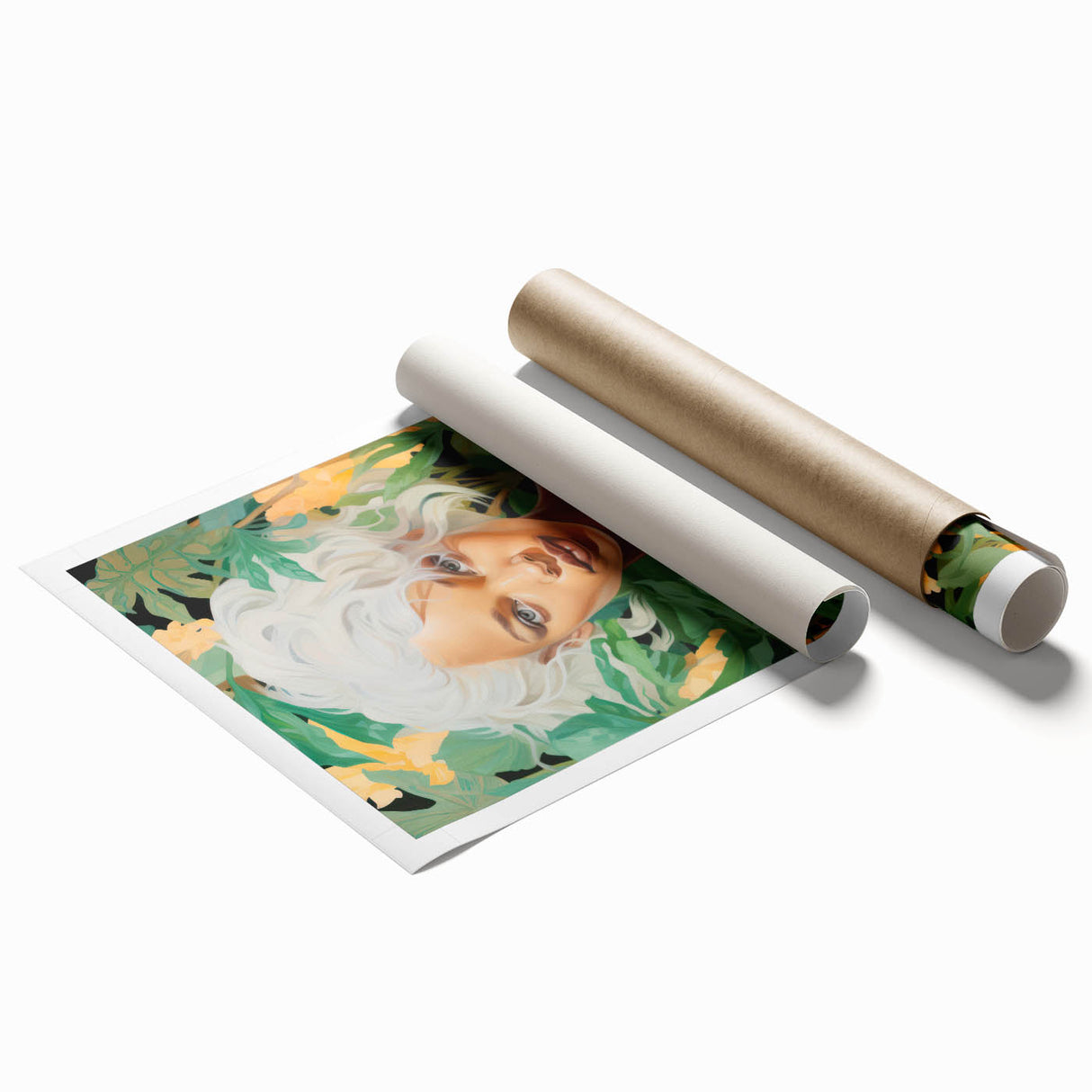 Maximalist Wall Art – Bold Portrait with Lush Botanicals for Home Decor