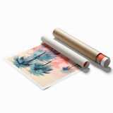 Maximalist Wall Art – Vibrant Urban Oasis with Palm Trees and Sunset Hues