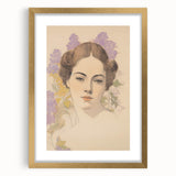 Maximalist Wall Art – Elegant Portrait with Floral Accents for Home Decor