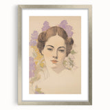 Maximalist Wall Art – Elegant Portrait with Floral Accents for Home Decor