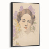 Maximalist Wall Art – Elegant Portrait with Floral Accents for Home Decor