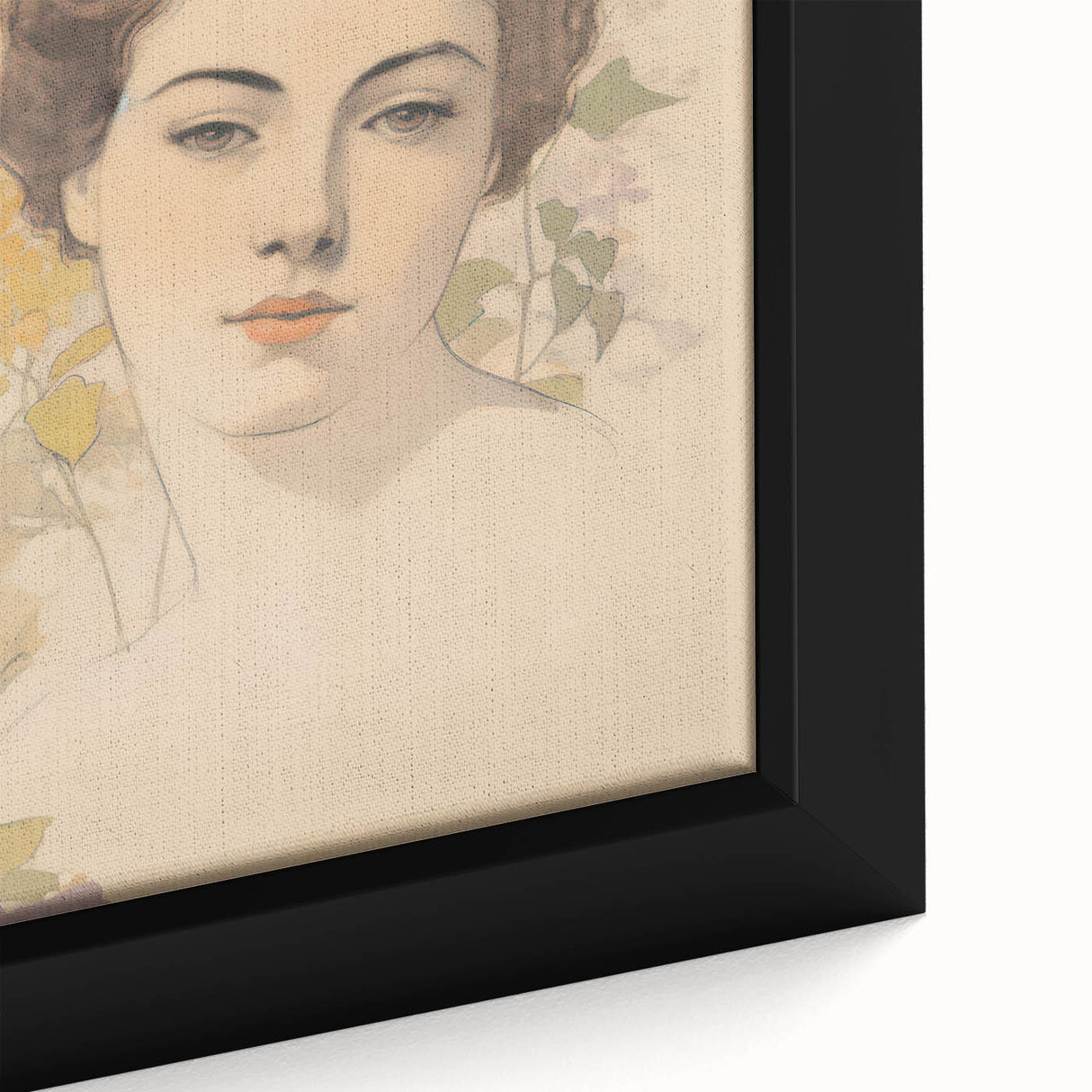 Maximalist Wall Art – Elegant Portrait with Floral Accents for Home Decor